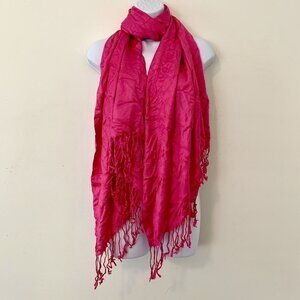PASHMINA 100% Pure Bamboo Rayon Barbie Pink Shawl Wrap Scarf w/ Fringe